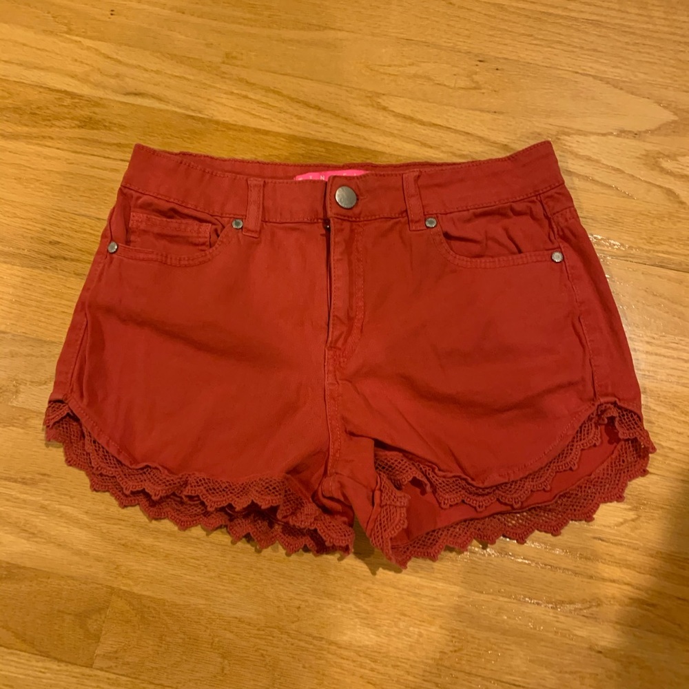 Red/ Orange shorts with lacy trim